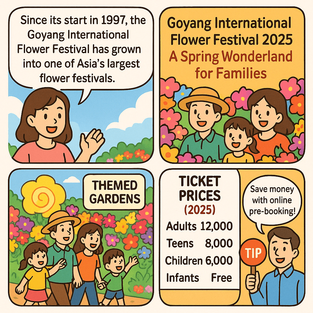 Family visiting Goyang International Flower Festival 2025 and enjoying themed gardens