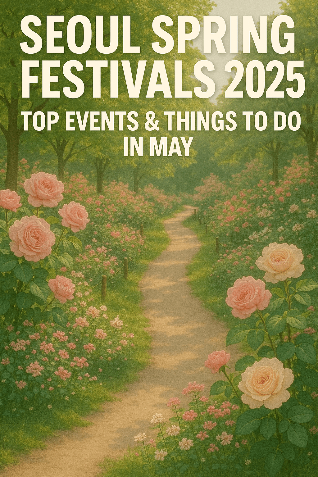 Seoul spring festivals 2025 – A colorful image promoting major spring events in Seoul including roses, circus, and drums.