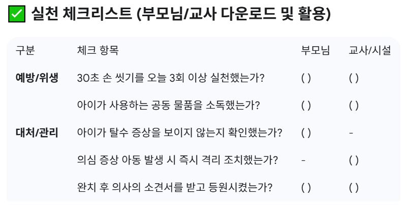 수족구 감염 차단 5단계 체크리스트 (부모 및 어린이집 교사 다운로드용)