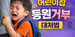 주말 낮잠 안 자는 아이가 월요일 어린이집 등원 거부하며 울고 있는 모습