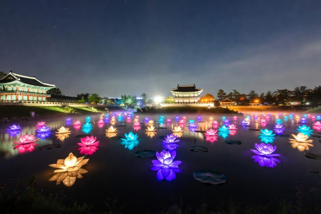 창경궁 야간개장 물빛연화 연못 조명 야경