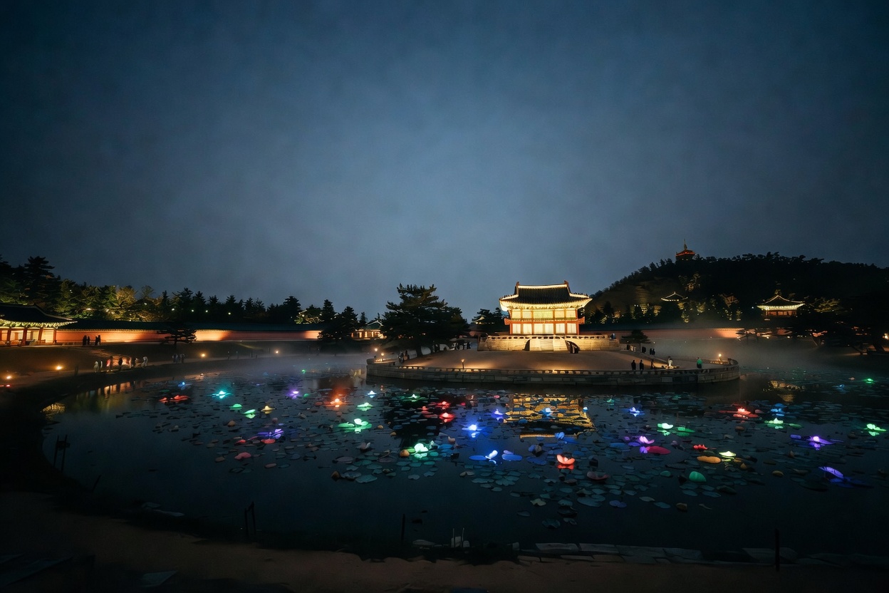 창경궁 야간개장 물빛연화 연못 조명 야경