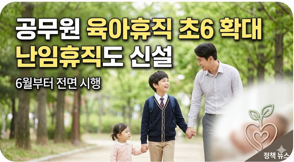 공무원 육아휴직 초등 6학년 확대 난임휴직 신설 2026년 6월 시행