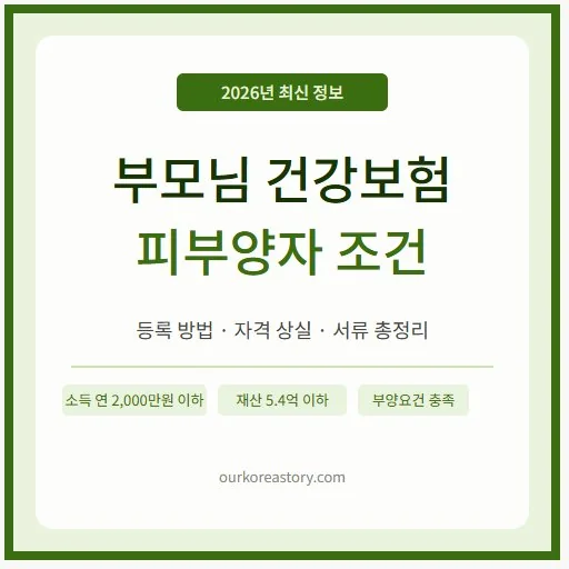 부모님 건강보험 피부양자 조건 2026 – 소득·재산·부양요건 총정리