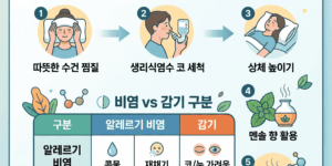 염 코막힘 뚫는 법 5가지 및 알레르기 비염과 감기 차이 비교 표 인포그래픽